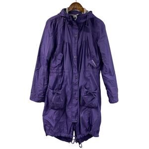 Fenchurch Rain Coat Jacket Purple Embroidered Birds Large